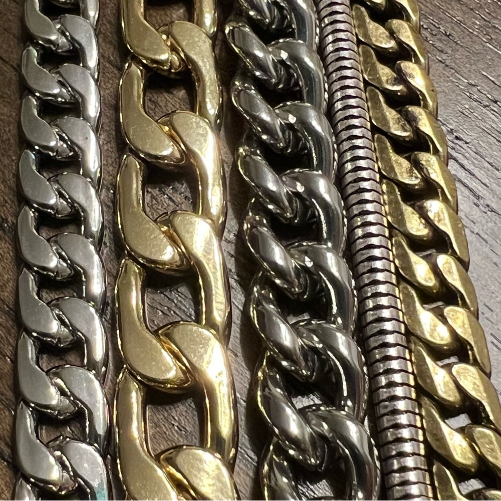 Jenny Bird Austin Cuff Mixed Metal Stacked Layered Chain Bracelet - Picture 5 of 6
